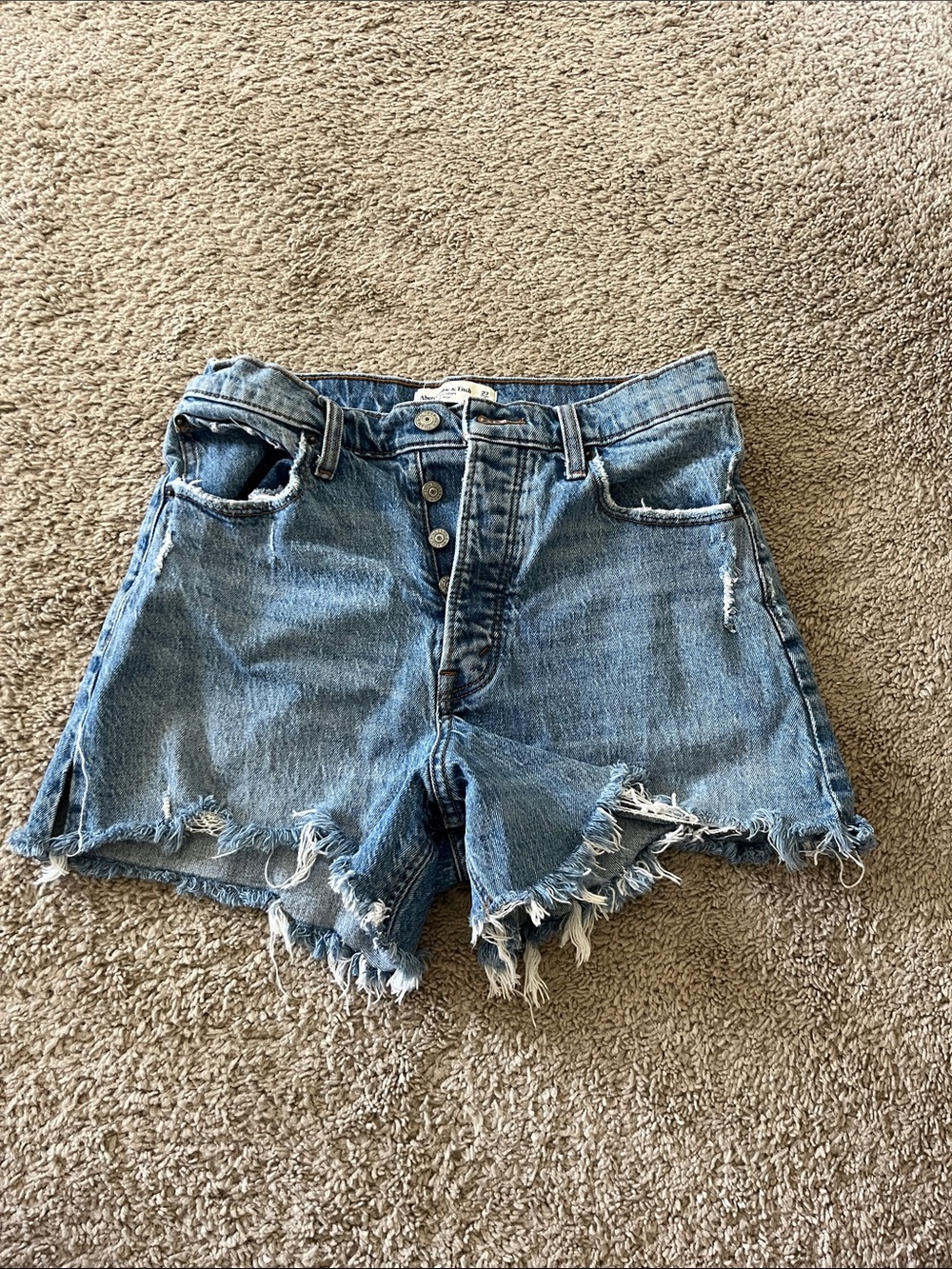 Abercrombie & Fitch Distressed Light Blue Denim Cutoff Shorts